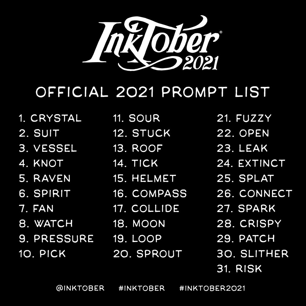 Inktober 2021 official prompt list